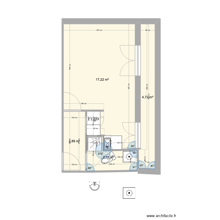 montreuil2. Plan de 4 pièces et 28 m2