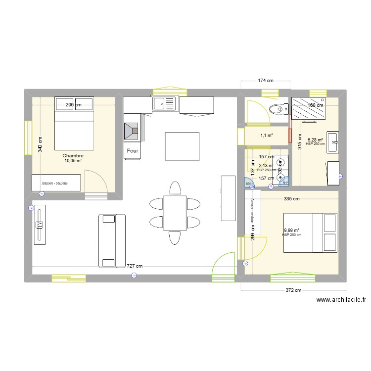 renovation l'eguille. Plan de 5 pièces et 29 m2