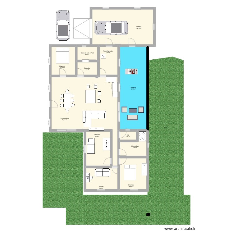 Maison 2 . Plan de 12 pièces et 189 m2