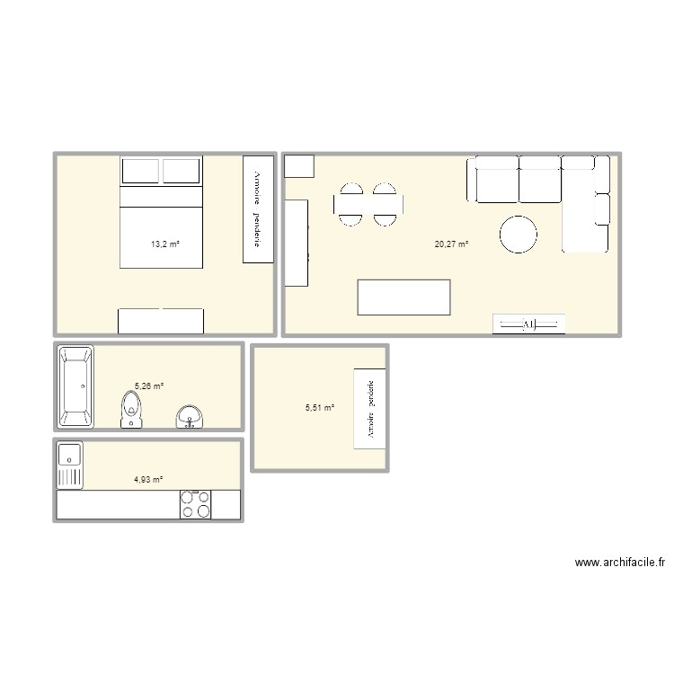 Mon futur chez moi. Plan de 5 pièces et 49 m2