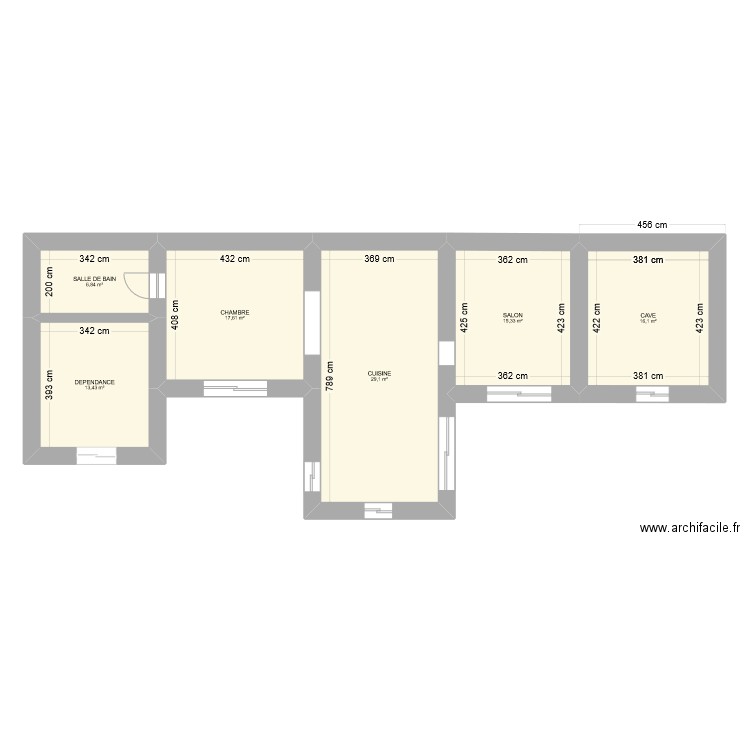 Maison Lapalisse. Plan de 6 pièces et 98 m2