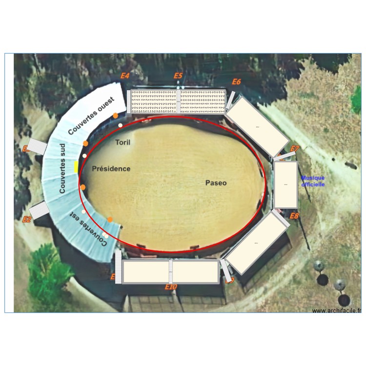 Arènes Jean Sango Captieux. Plan de 5 pièces et 368 m2