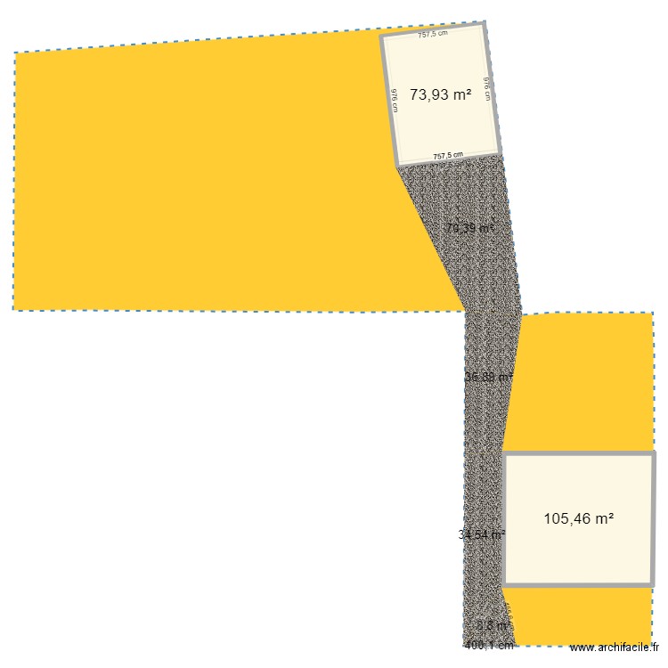 agrandissement. Plan de 3 pièces et 242 m2