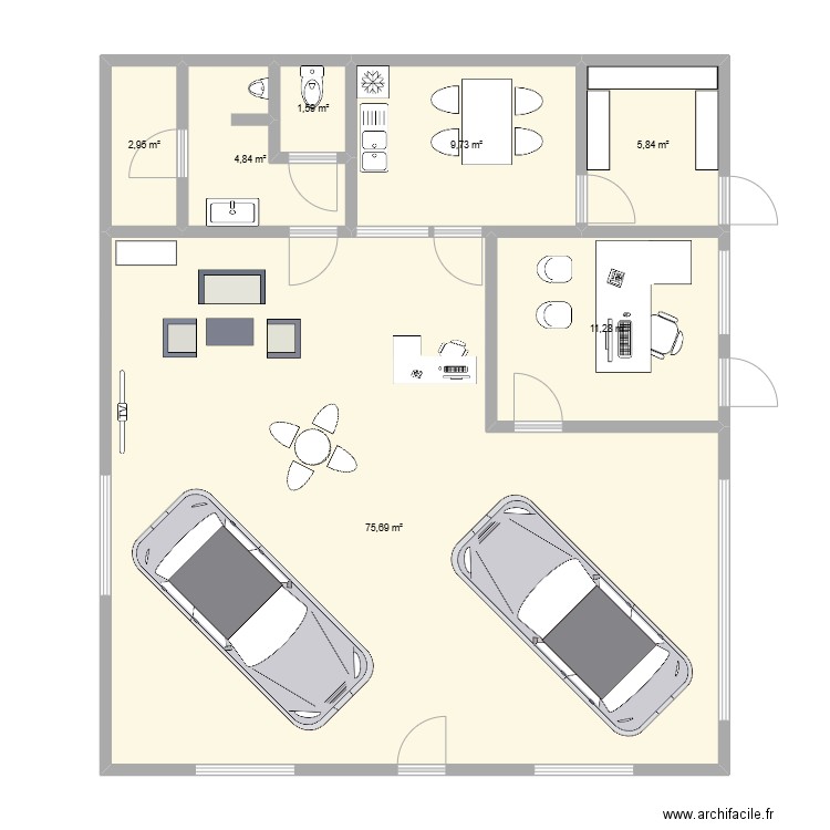 atelier bureau 3. Plan de 7 pièces et 112 m2