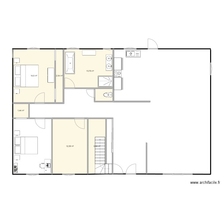 projet1. Plan de 6 pièces et 51 m2