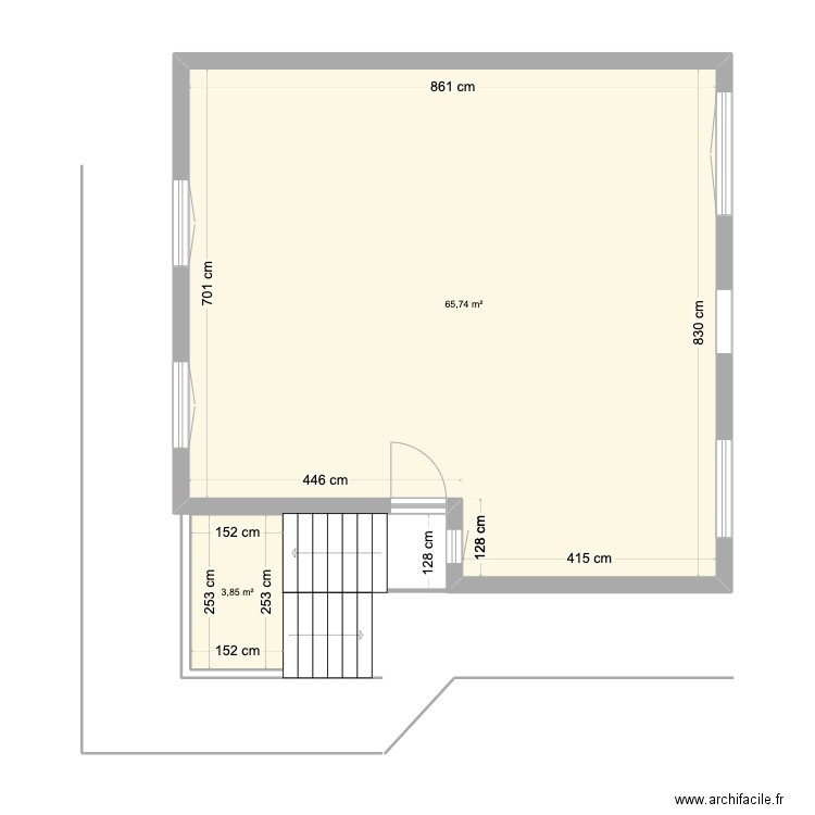 plan actuel. Plan de 2 pièces et 70 m2