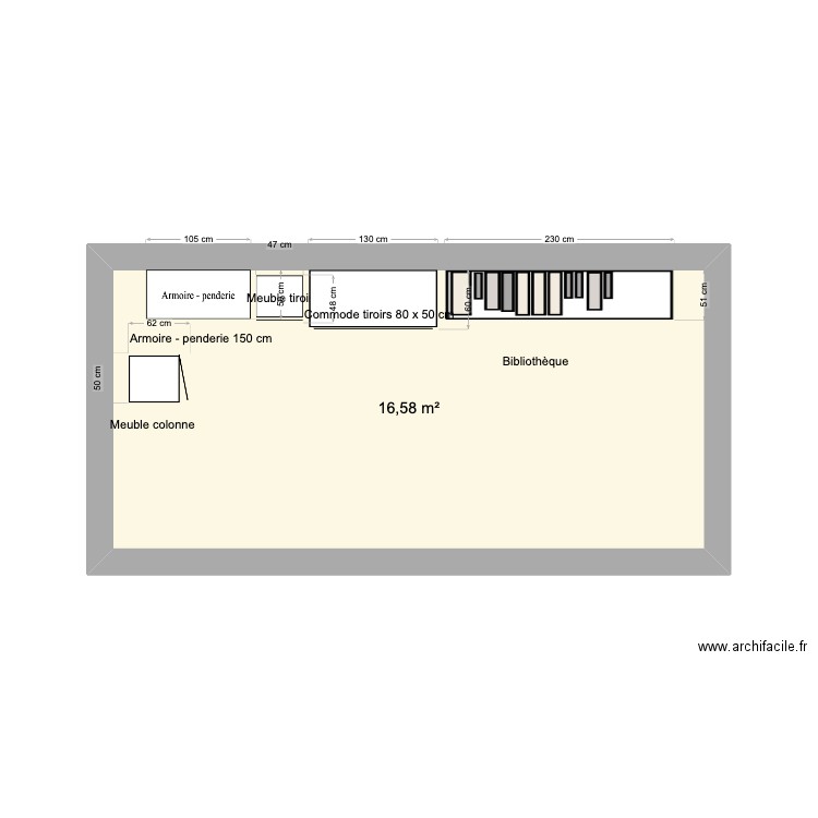 déménagement garage. Plan de 1 pièce et 17 m2