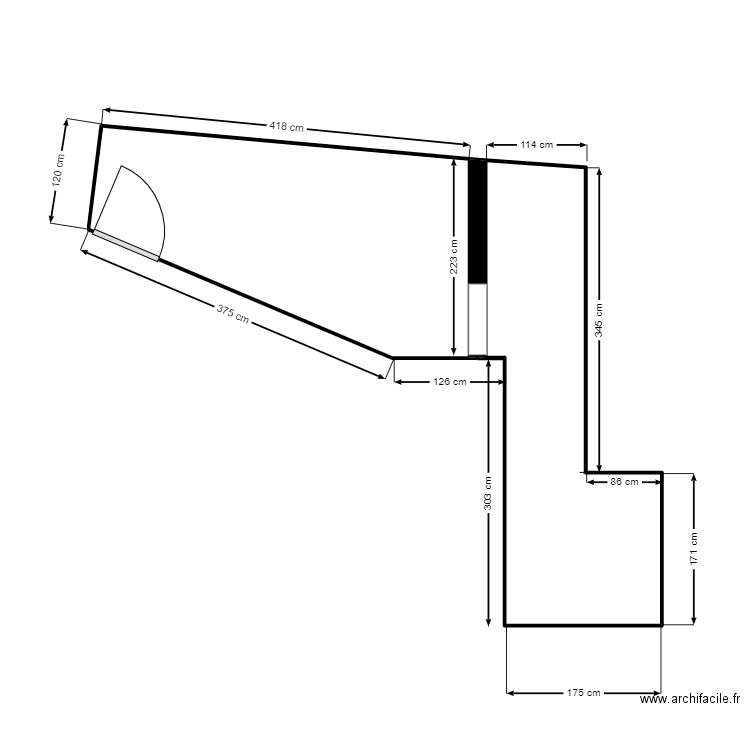 sol ROUX. Plan de 2 pièces et 15 m2