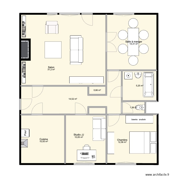 Bruxelles. Plan de 9 pièces et 101 m2