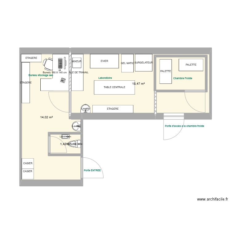 plan cuisine givrée 13/09/2024 SANS MESURE. Plan de 3 pièces et 34 m2