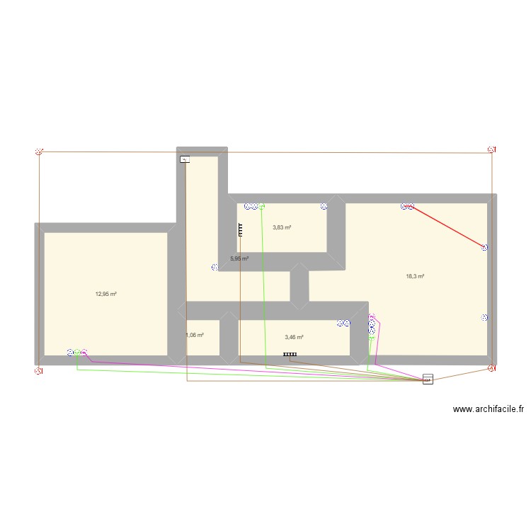 caro. Plan de 6 pièces et 46 m2