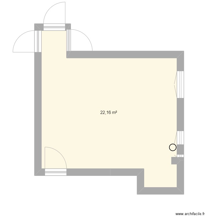 Dorian actuel. Plan de 1 pièce et 22 m2