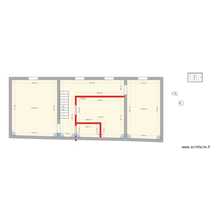 Gaffard. Plan de 4 pièces et 74 m2