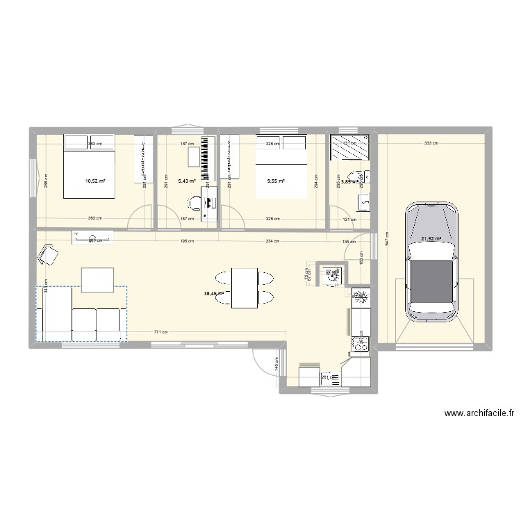 maison 2. Plan de 7 pièces et 89 m2