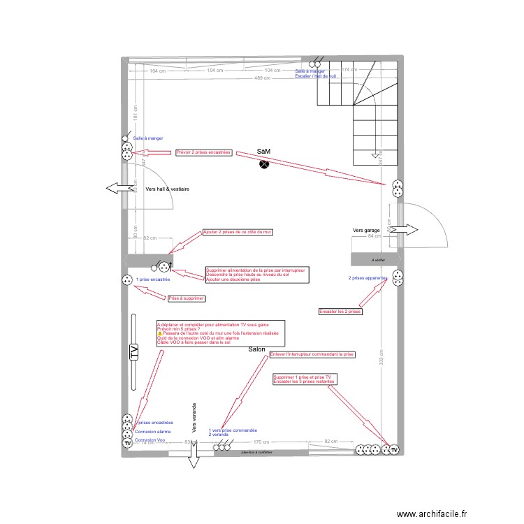 Maison Aische - SàM & Salon (Transformation). Plan de 1 pièce et 34 m2