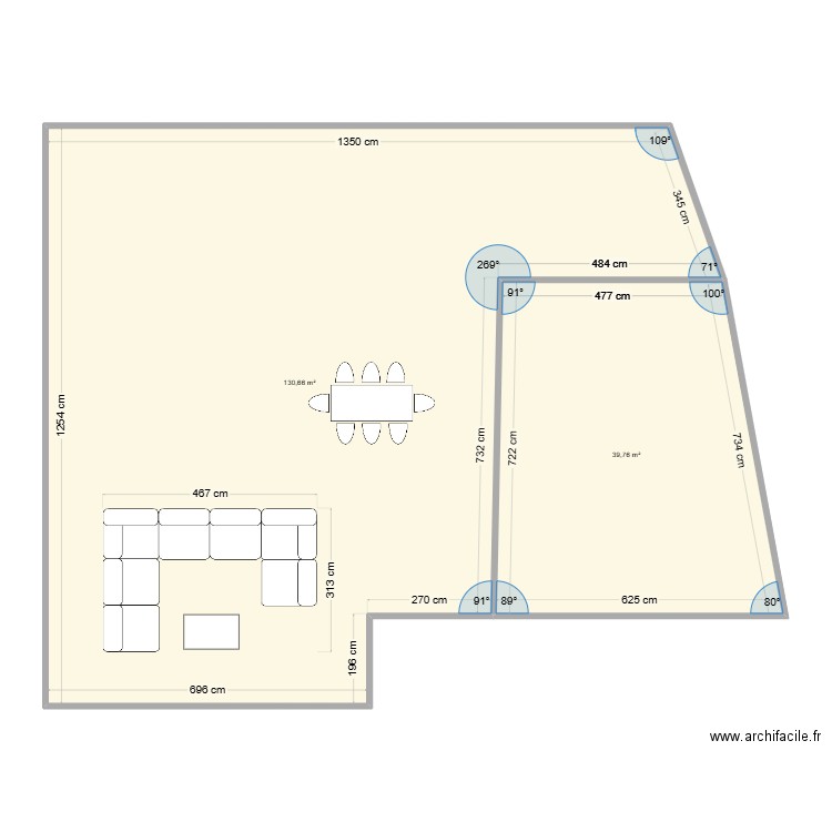 perso. Plan de 2 pièces et 170 m2