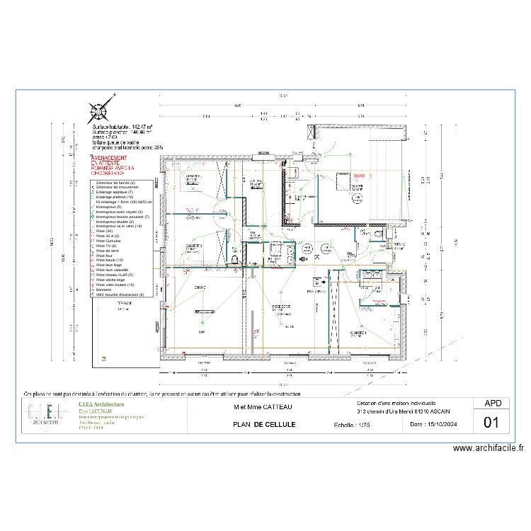 Catteau. Plan de 0 pièce et 0 m2