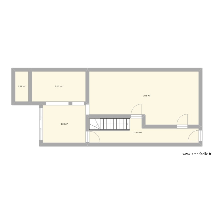 rdc 326. Plan de 5 pièces et 61 m2