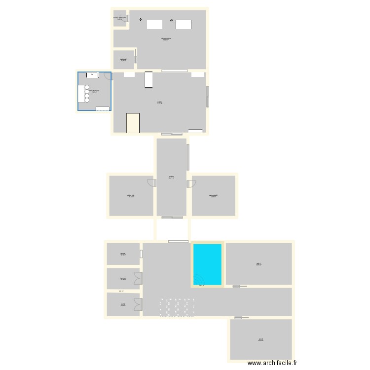 institut . Plan de 15 pièces et 468 m2