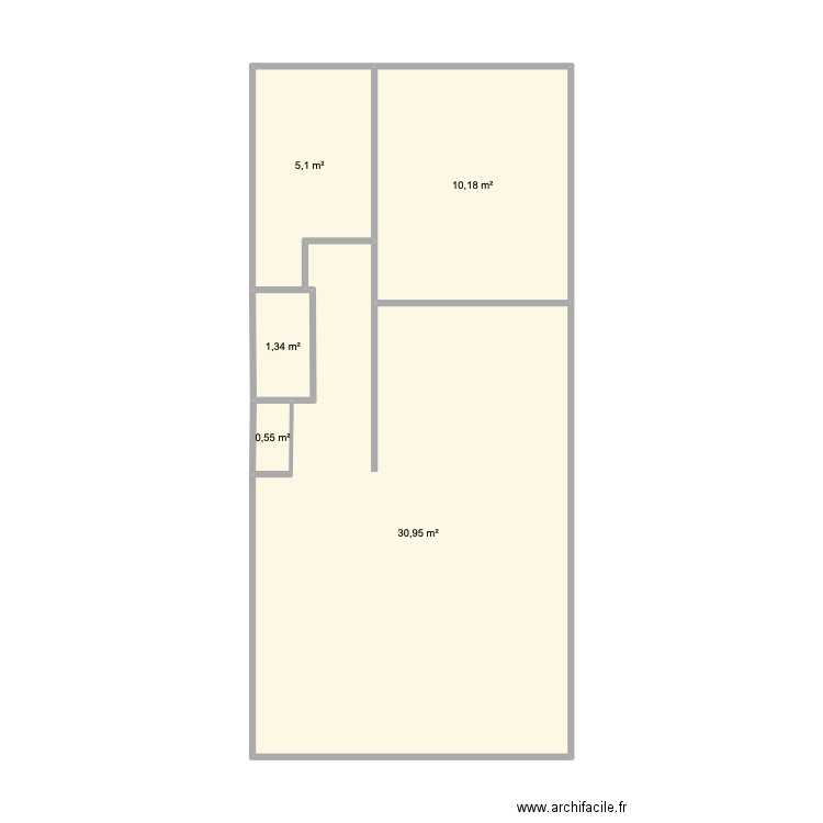 K1D. Plan de 5 pièces et 48 m2