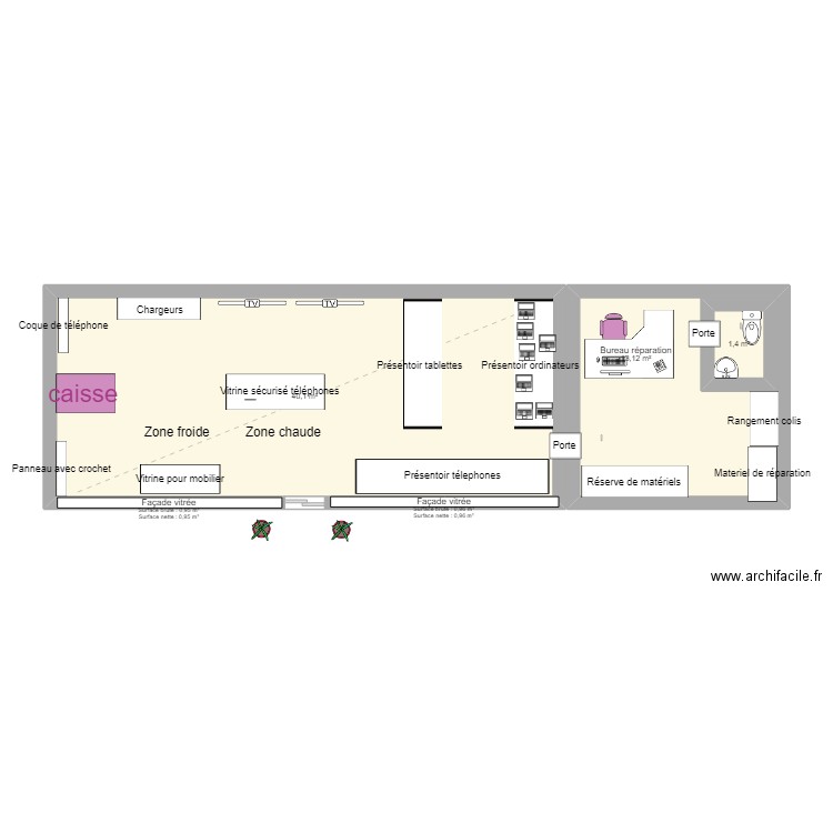 romane. Plan de 3 pièces et 57 m2