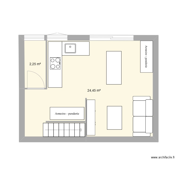 Appartement du Port. Plan de 2 pièces et 27 m2