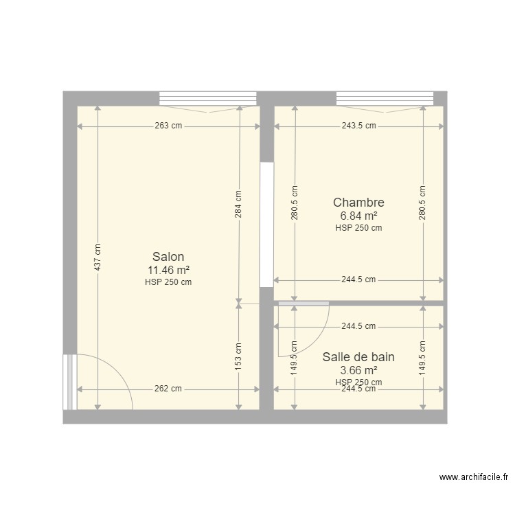 LEYCURAS. Plan de 3 pièces et 22 m2