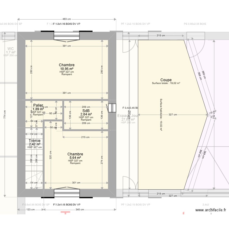 DALLY / BIDAUD. Plan de 13 pièces et 124 m2