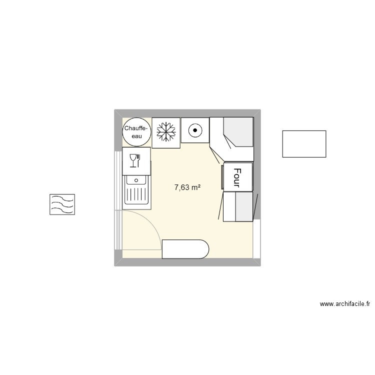 plan essai 2. Plan de 1 pièce et 8 m2