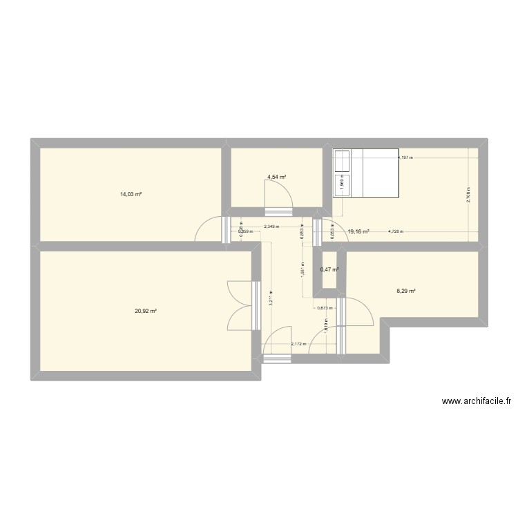 Ezekiel. Plan de 6 pièces et 67 m2