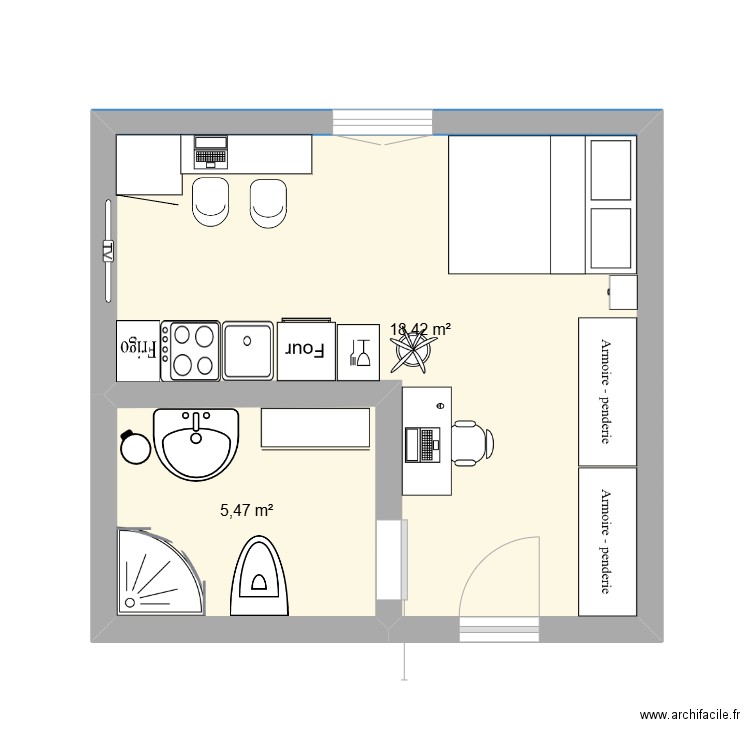 AURELIE GARRIGOLAS. Plan de 2 pièces et 24 m2