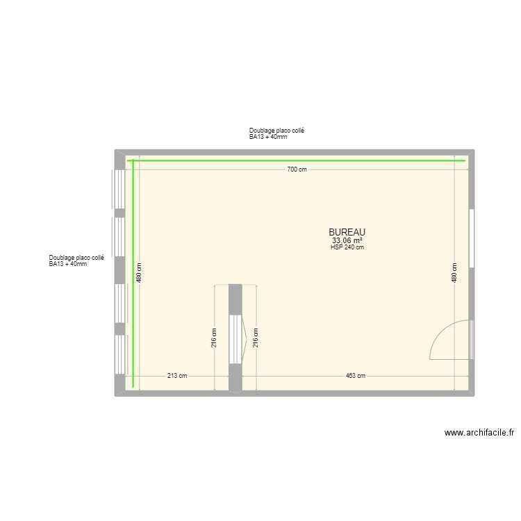 BUREAU ALPHACAN USINE DOUBLAGE. Plan de 1 pièce et 33 m2