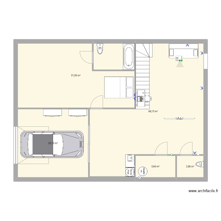 Projet ss. Plan de 5 pièces et 101 m2