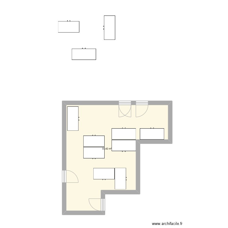 BUREAU FLAG. Plan de 1 pièce et 33 m2