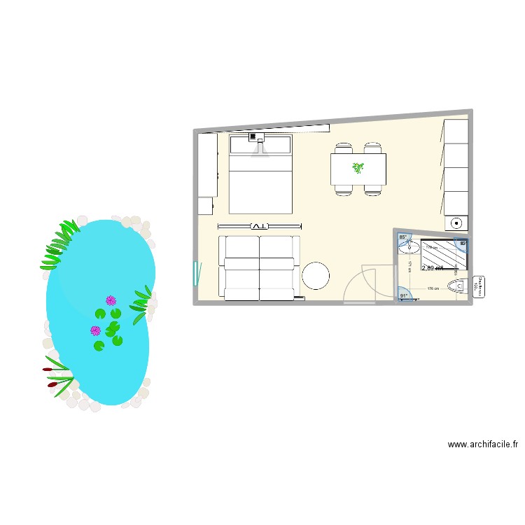 Victor Hugo v2. Plan de 2 pièces et 30 m2