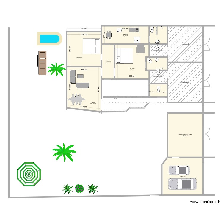 Villa Auri Aurane final. Plan de 14 pièces et 156 m2