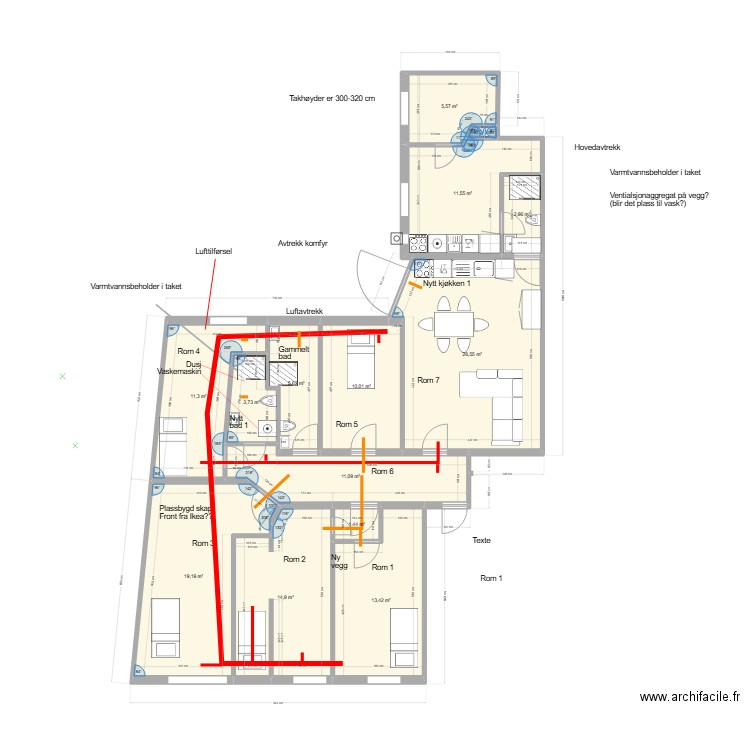 Rbg 4 liten. Plan de 14 pièces et 138 m2