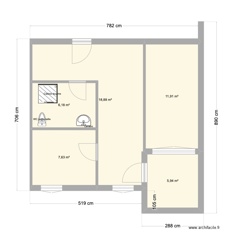 appt martin ux. Plan de 5 pièces et 51 m2