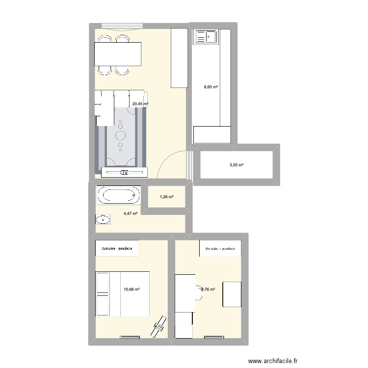 maison. Plan de 7 pièces et 56 m2