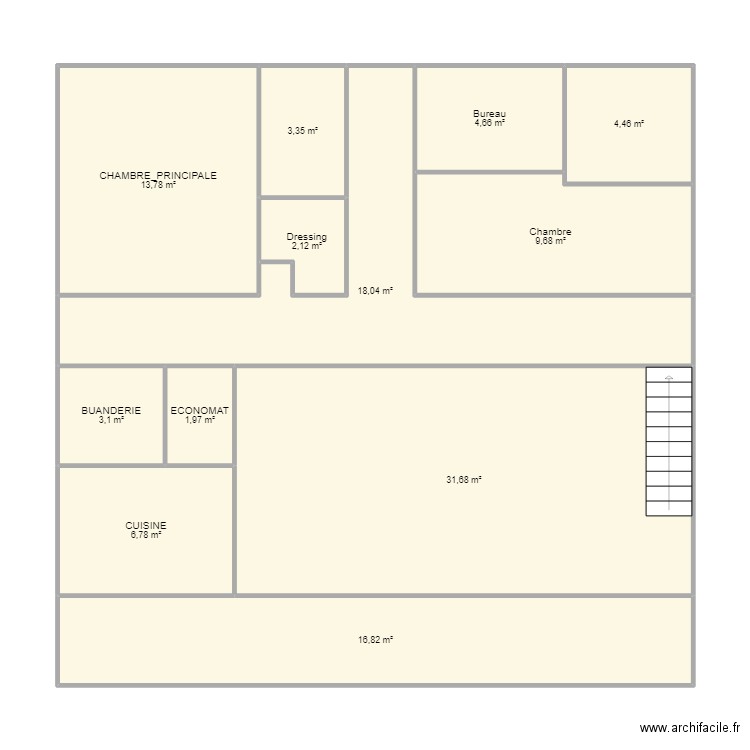 FELIE. Plan de 12 pièces et 116 m2