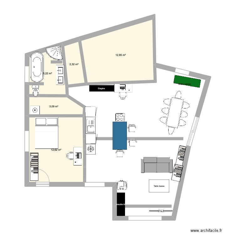 Pélussin. Plan de 5 pièces et 36 m2