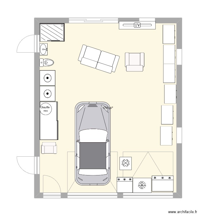 Garage. Plan de 1 pièce et 55 m2