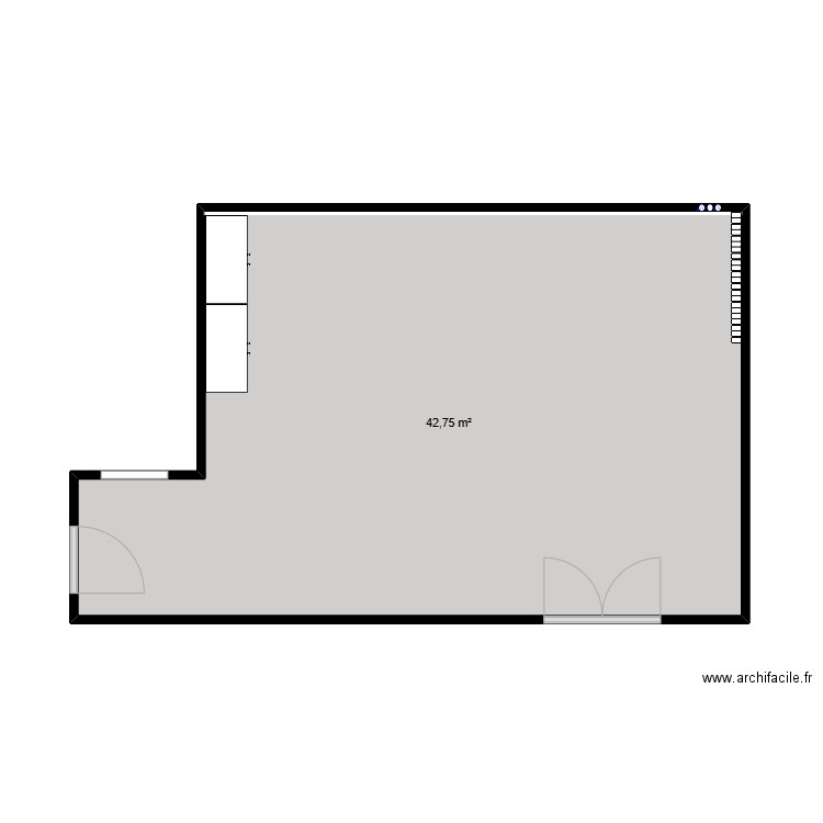 Foyer. Plan de 1 pièce et 43 m2