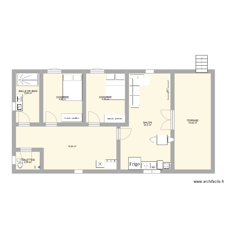 CARBET 1. Plan de 7 pièces et 88 m2