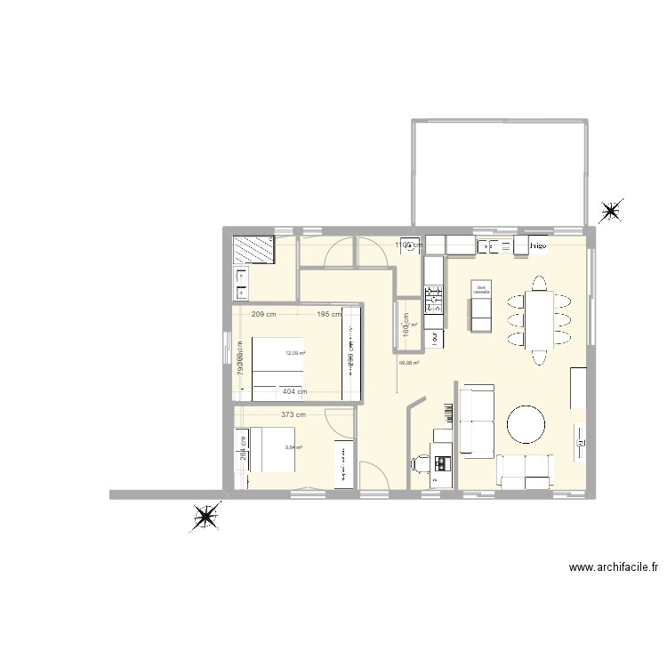 MAISON ANGLE SUD. Plan de 4 pièces et 110 m2