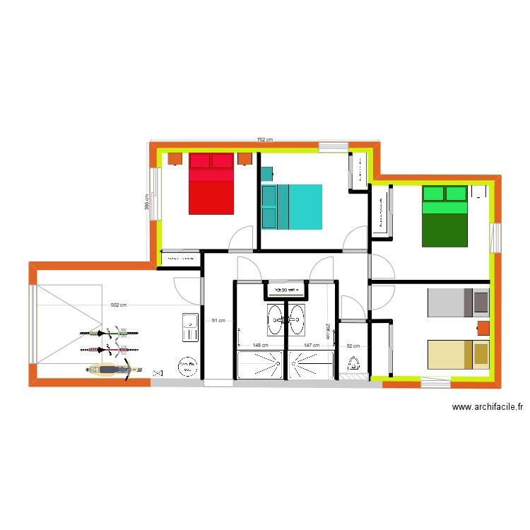 plan lege. Plan de 1 pièce et 1 m2