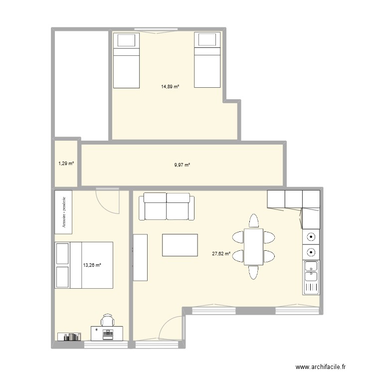 bissardon. Plan de 5 pièces et 67 m2