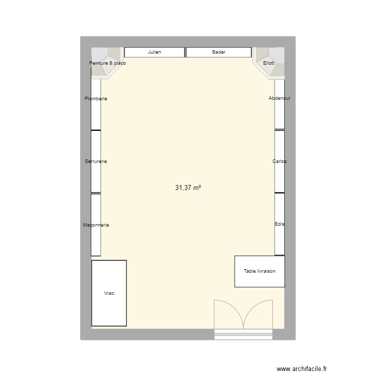 local intervenant MMS34. Plan de 1 pièce et 31 m2