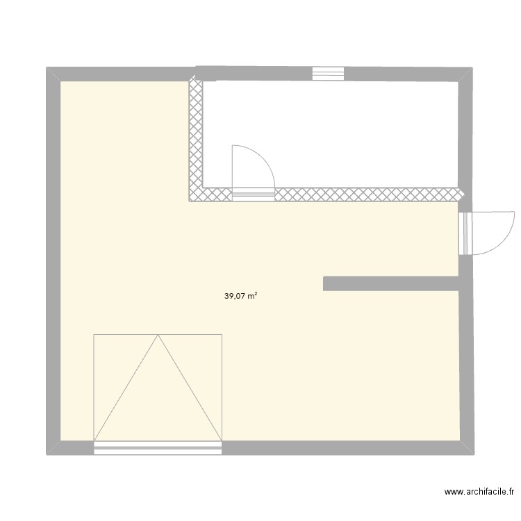 Ss v1. Plan de 1 pièce et 39 m2