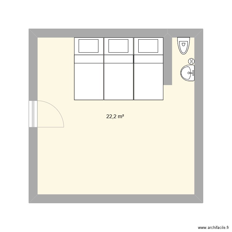 cellul. Plan de 1 pièce et 22 m2